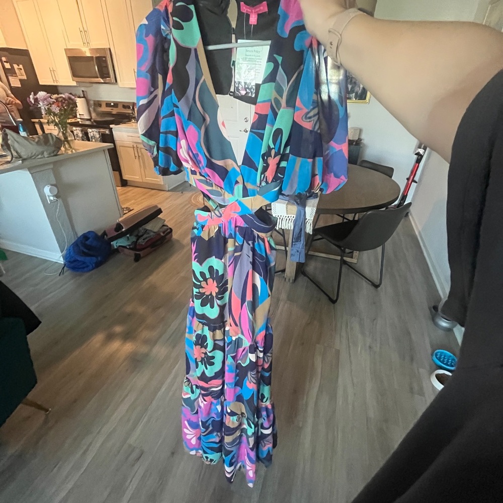 Flying Tomato Black and Blue Abstract Dress